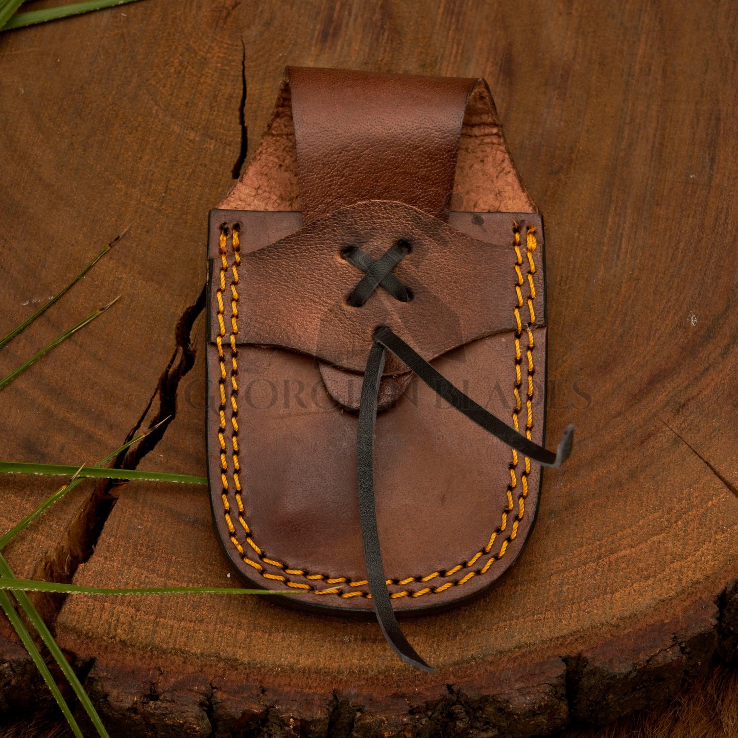 RadiantReach - 8" Hand Forged Damascus Steel Pocket Folding Knife with Leather Sheath