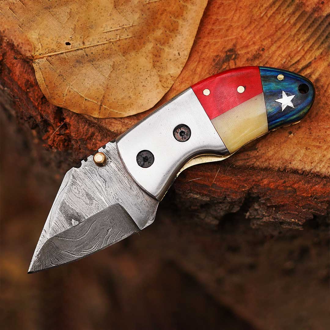 Pocket Folding Knife outlet / Mini Pocket Folding Knife / Damascus Steel / Unique Handle Pocket Folding Knife