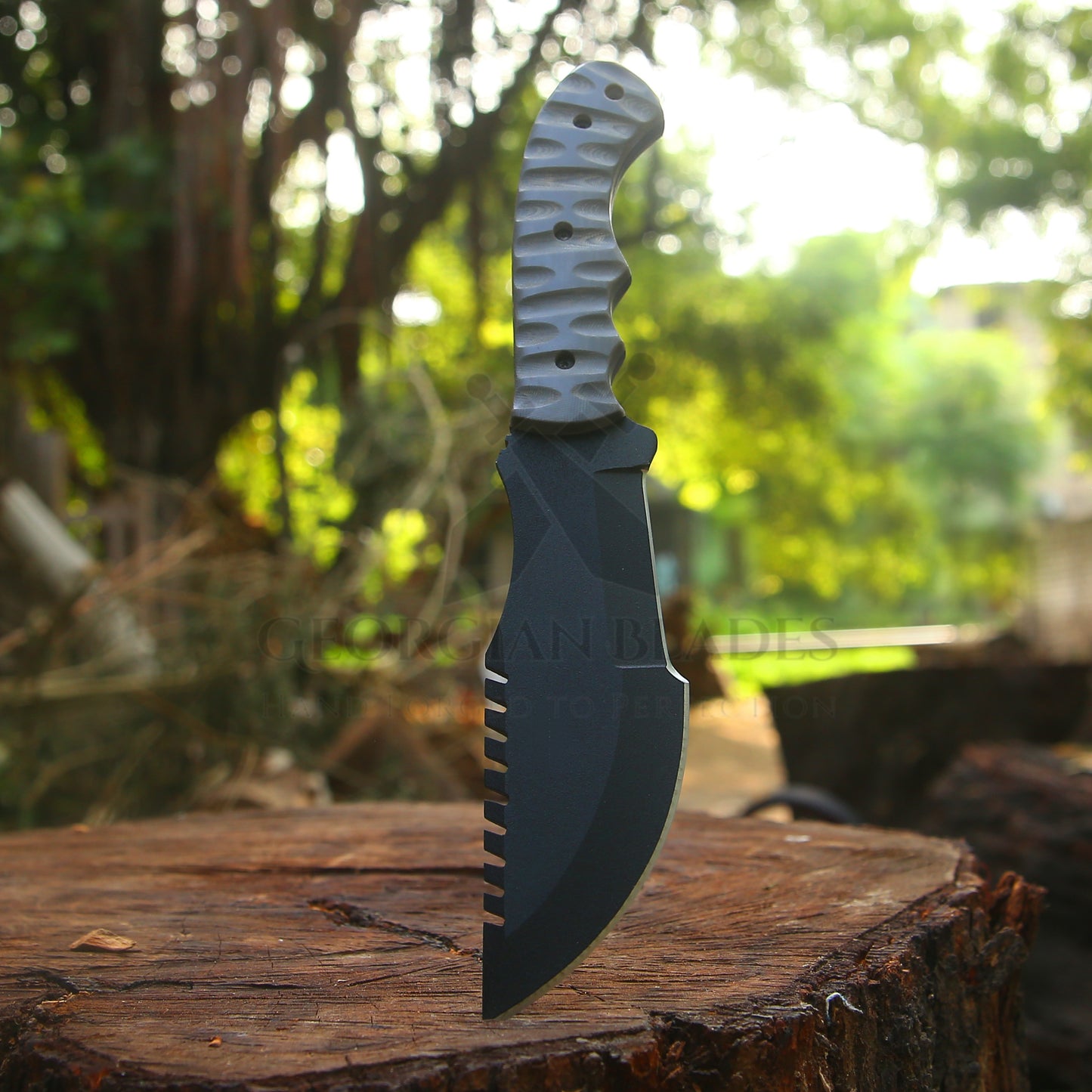 Shadowback Tracker – 12 inch Full Tang Tactical Survival Knife with Micarta Handle and Leather Sheath