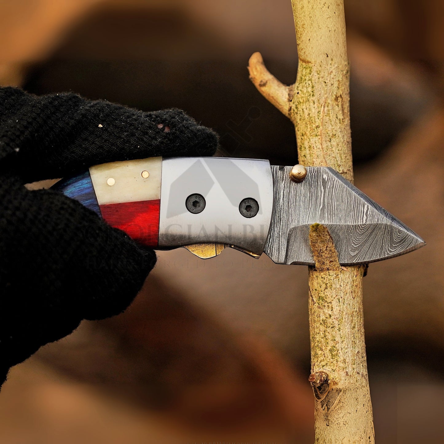 Paul Revere Knife - Hand Forged 5" EDC Mini Pocket Folding Knife with Leather Sheath