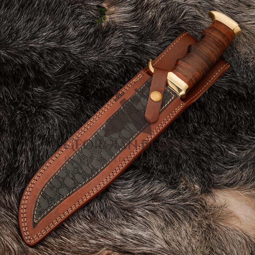 Wilderness Warden: Bowie Knife - Handmade J2 Bowie Knife Fix Blade - Composite Wood Handle
