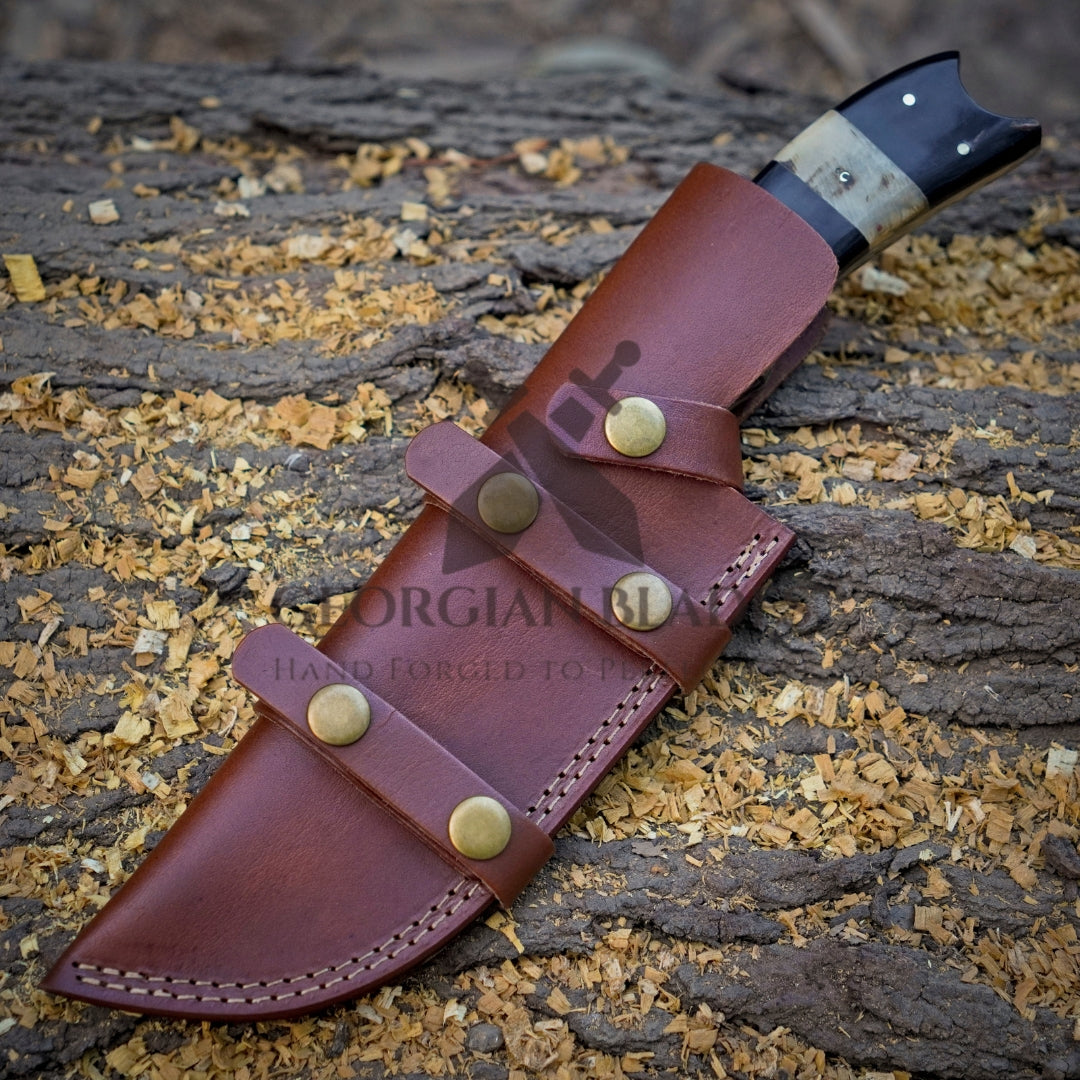 Trekker's Edge: HAND FORGED DAMASCUS Steel Hunting BUSHCRAFT SURVIVAL TRACKER KNIFE