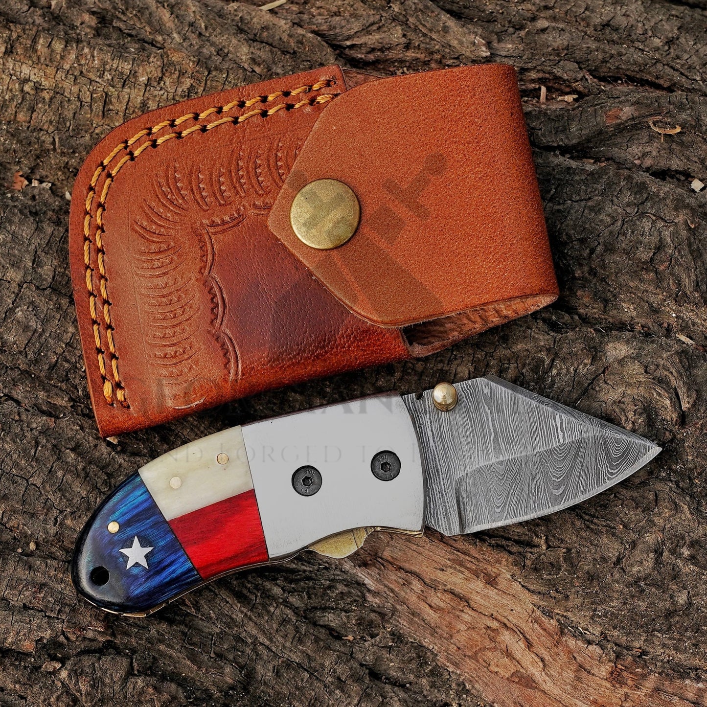 Paul Revere Knife - Hand Forged 5" EDC Mini Pocket Folding Knife with Leather Sheath