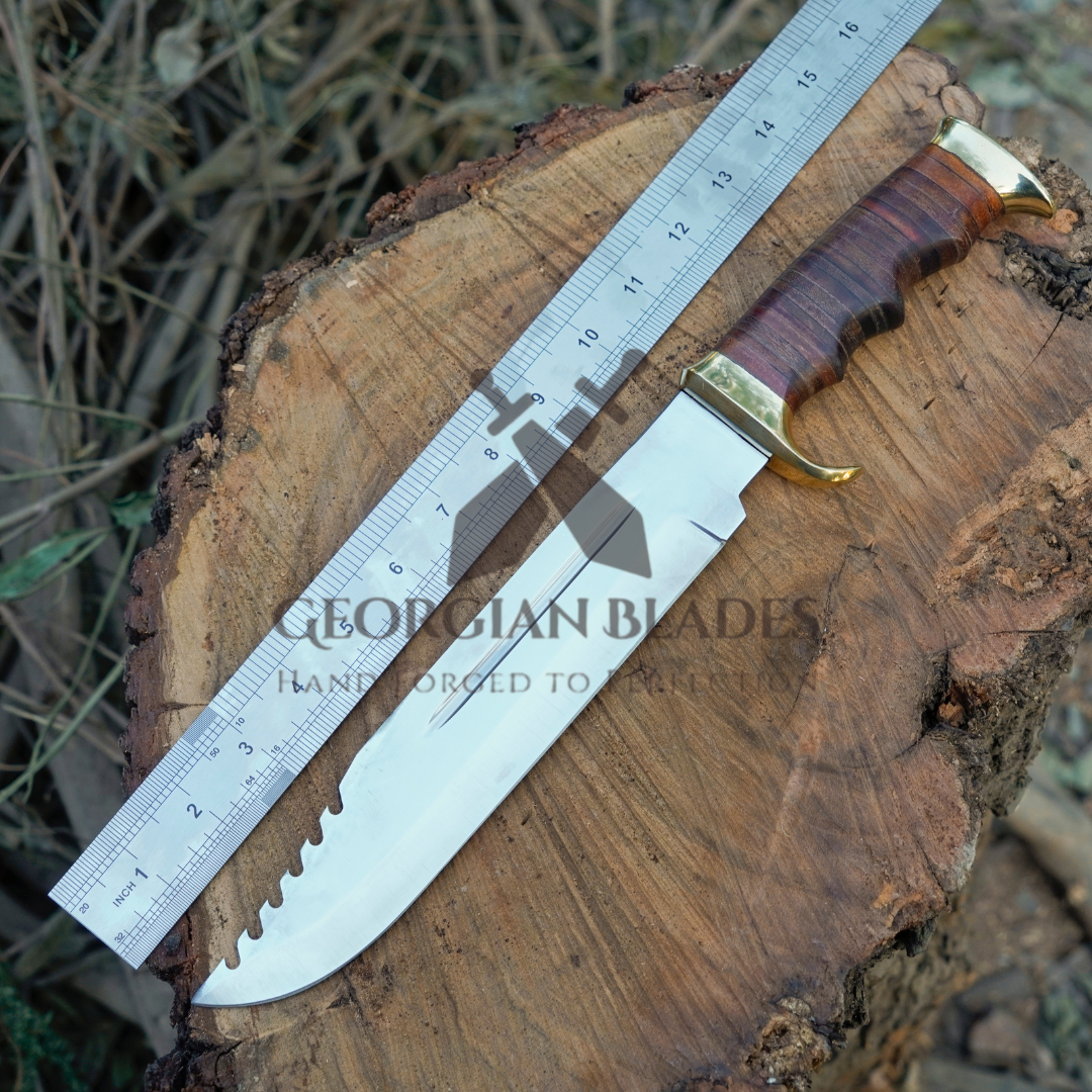 Wilderness Warden: Bowie Knife - Handmade J2 Bowie Knife Fix Blade - Composite Wood Handle