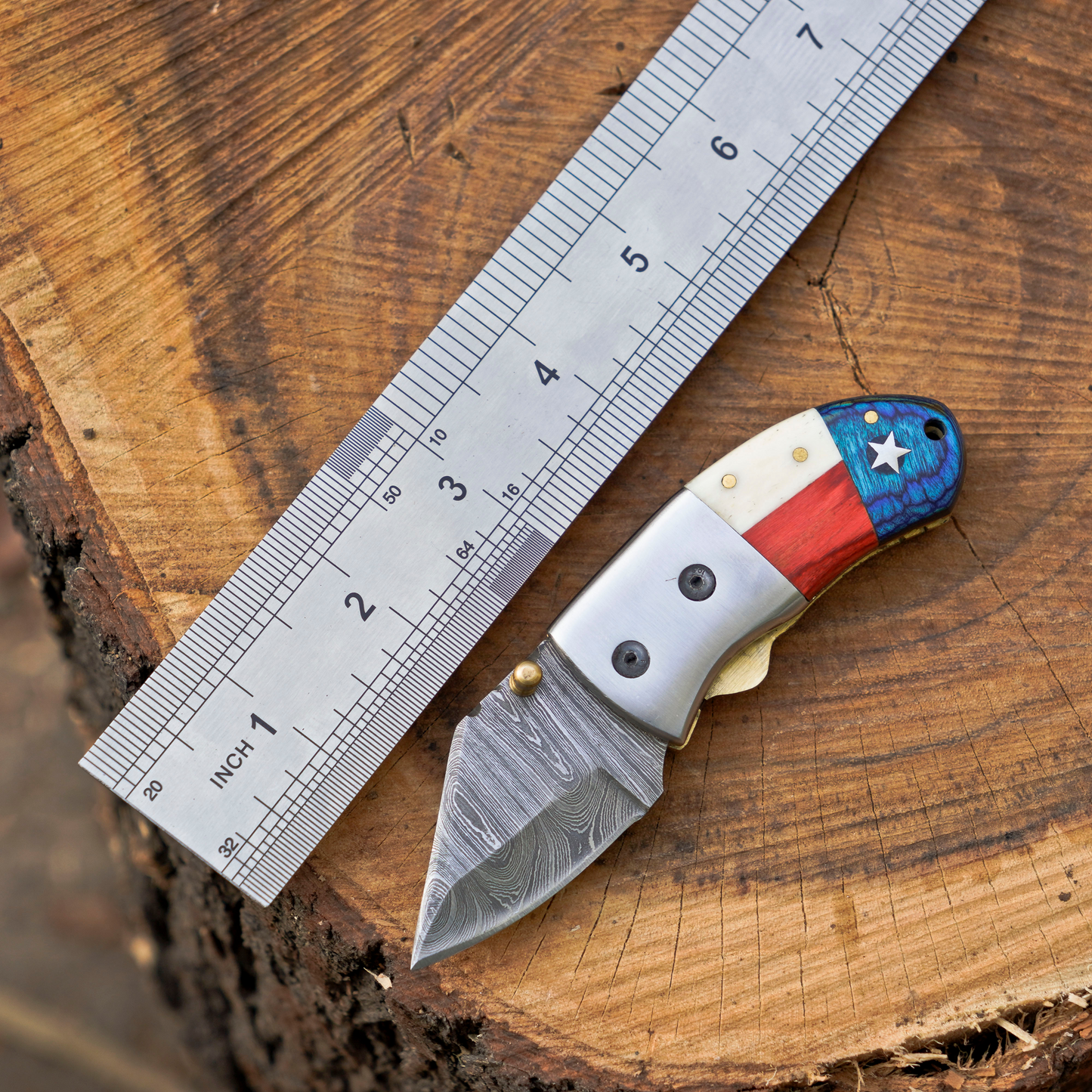 Paul Revere Knife - Hand Forged 5" EDC Mini Pocket Folding Knife with Leather Sheath