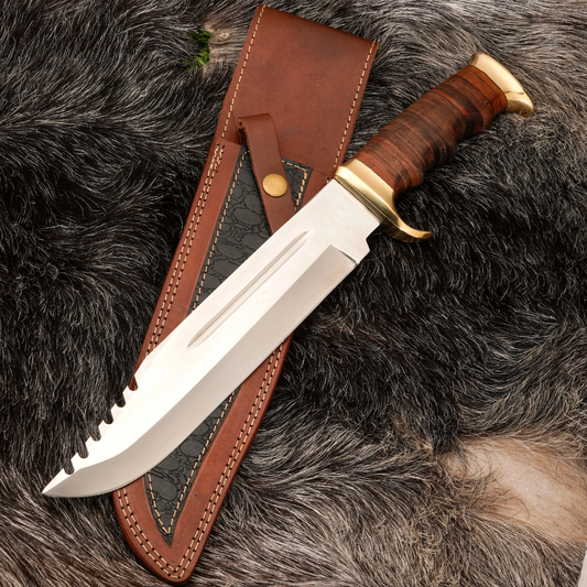 Wilderness Warden: Bowie Knife - Handmade J2 Bowie Knife Fix Blade - Composite Wood Handle