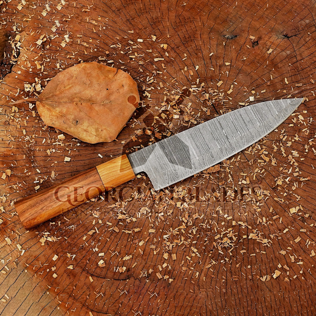 Celestial Dust: 12" Handmade Damascus Damascus Steel Chef Knife Olive Wood Handle, Cooking Knife