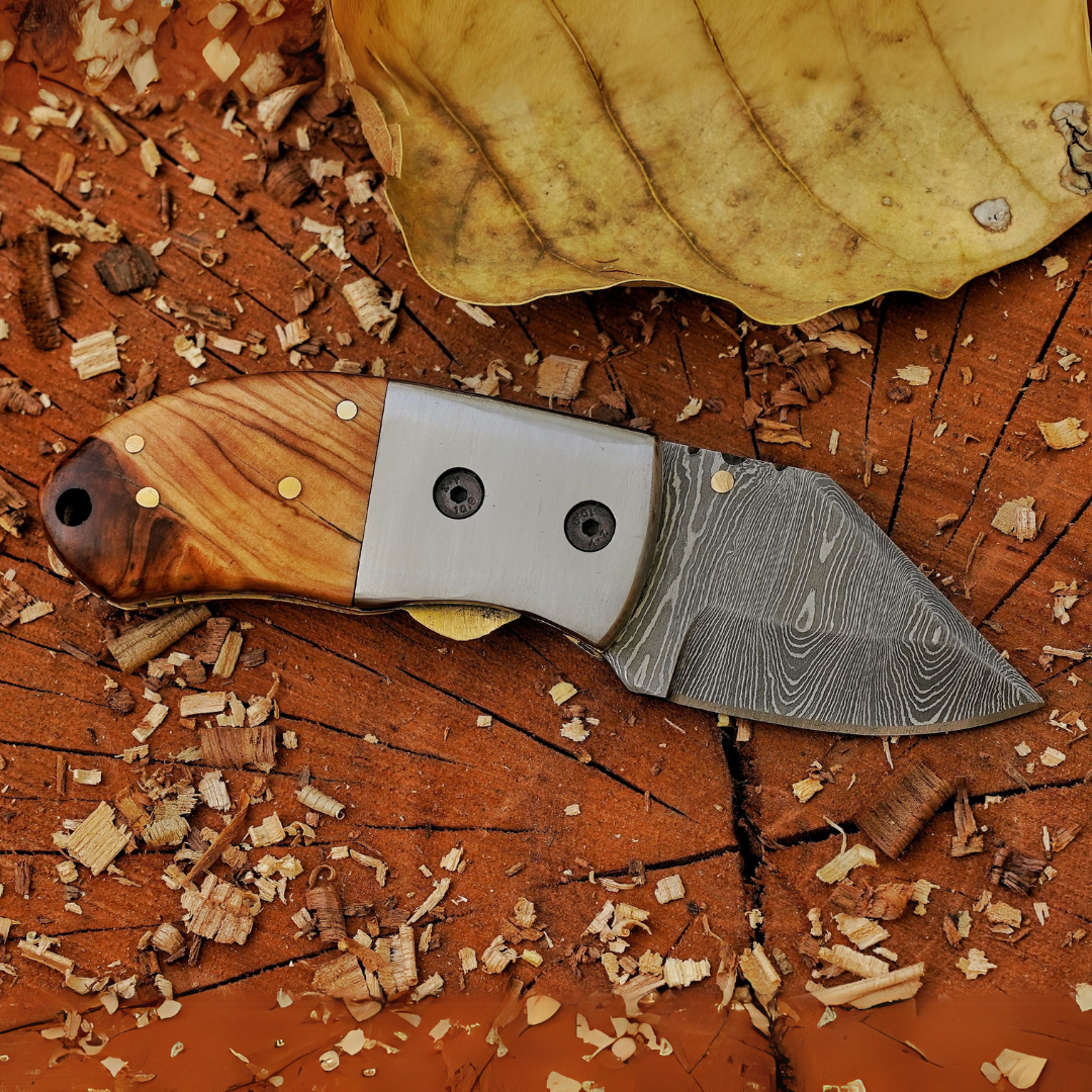 The "Davy Crockett" Mini EDC 5.5" Folding Knife with Leather Sheath