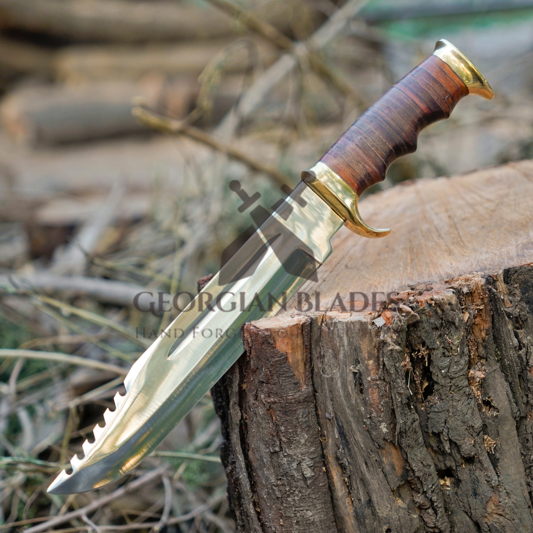 Wilderness Warden: Bowie Knife - Handmade J2 Bowie Knife Fix Blade - Composite Wood Handle