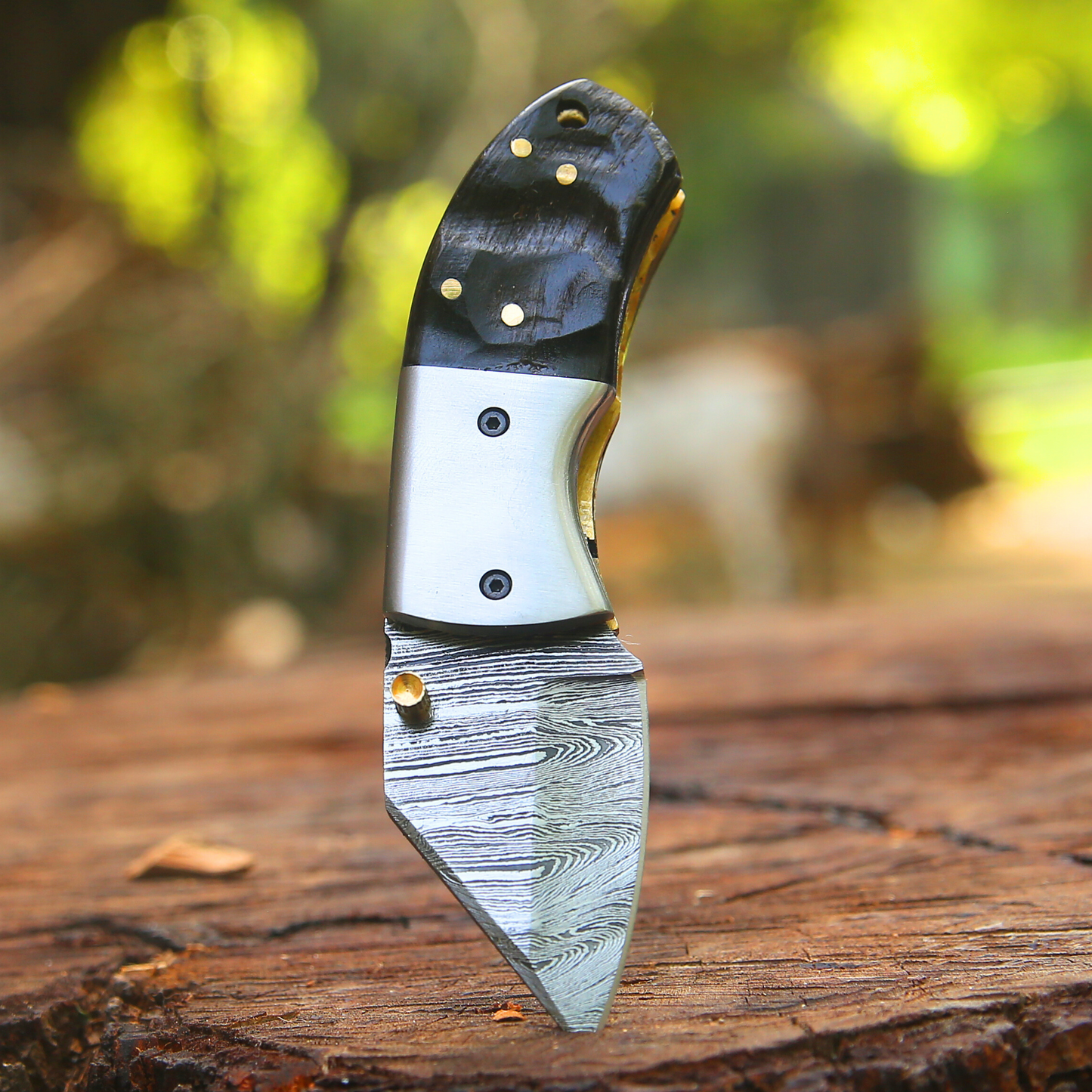 Lil' Capra Cutter - Hand Forged 5.5" EDC Pocket Folding Knife with Leather Sheath