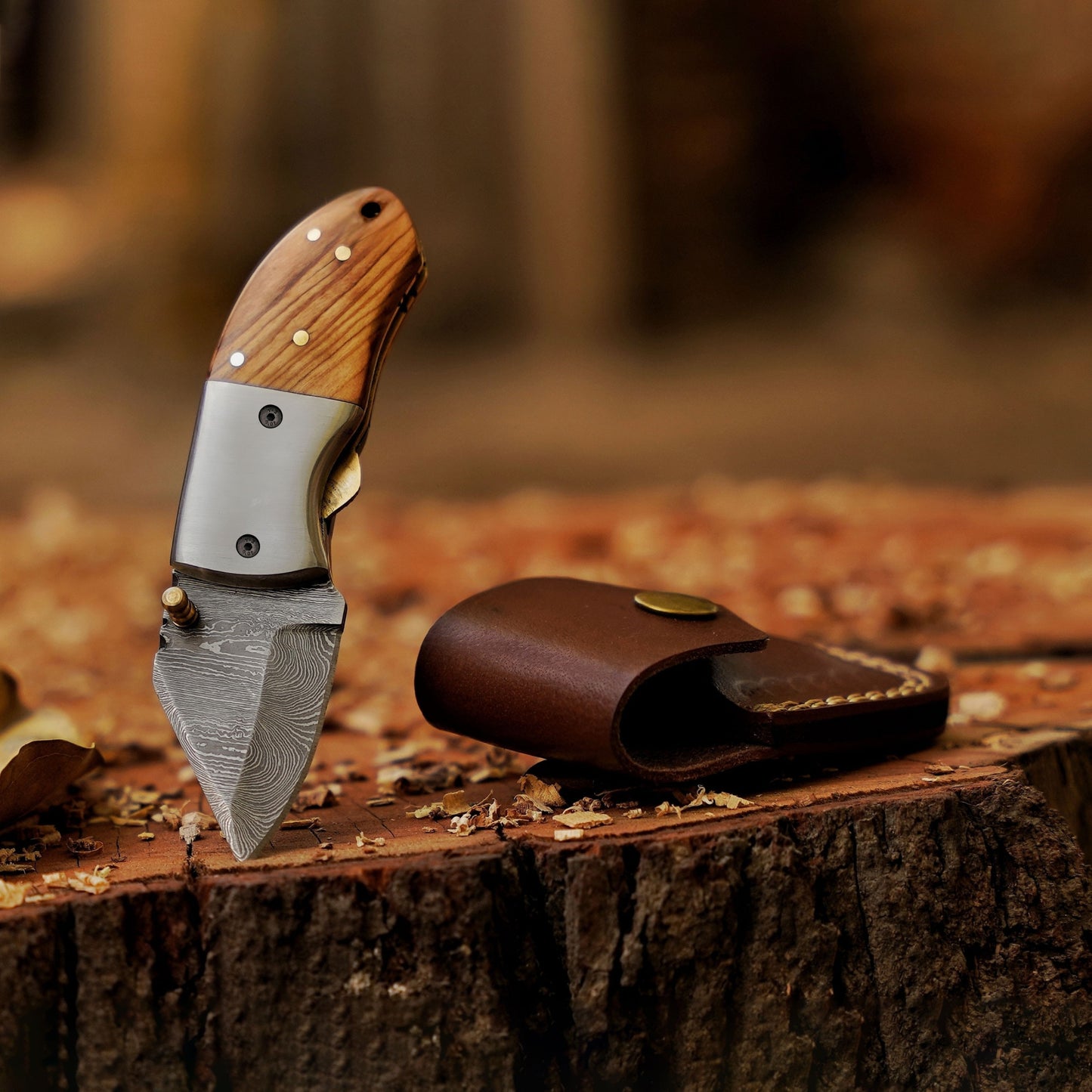Pocket Titans Trio – Bundle of 3 Handmade Mini Knives with Leather Sheaths