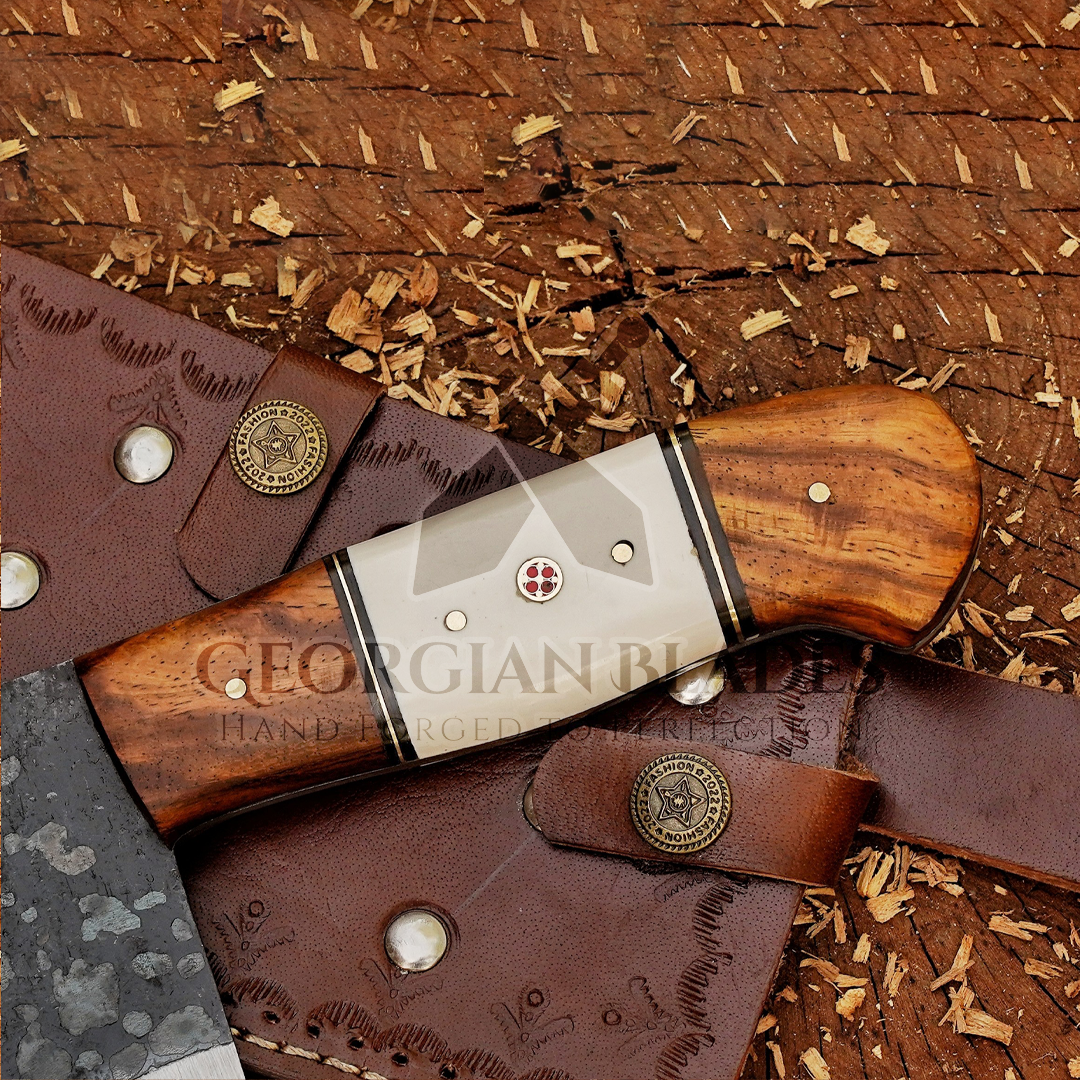 Eternal Essence Cleaver: 10" Chef Cleaver Knife with Bone & Wood Handle, Carbon Steel Meat Cleaver Knife