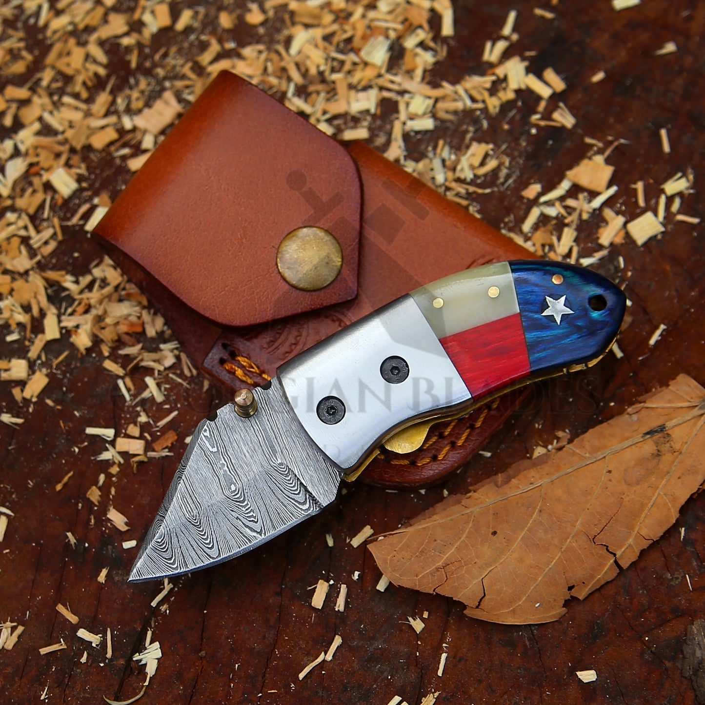 Paul Revere Knife - Hand Forged 5" EDC Mini Pocket Folding Knife with Leather Sheath