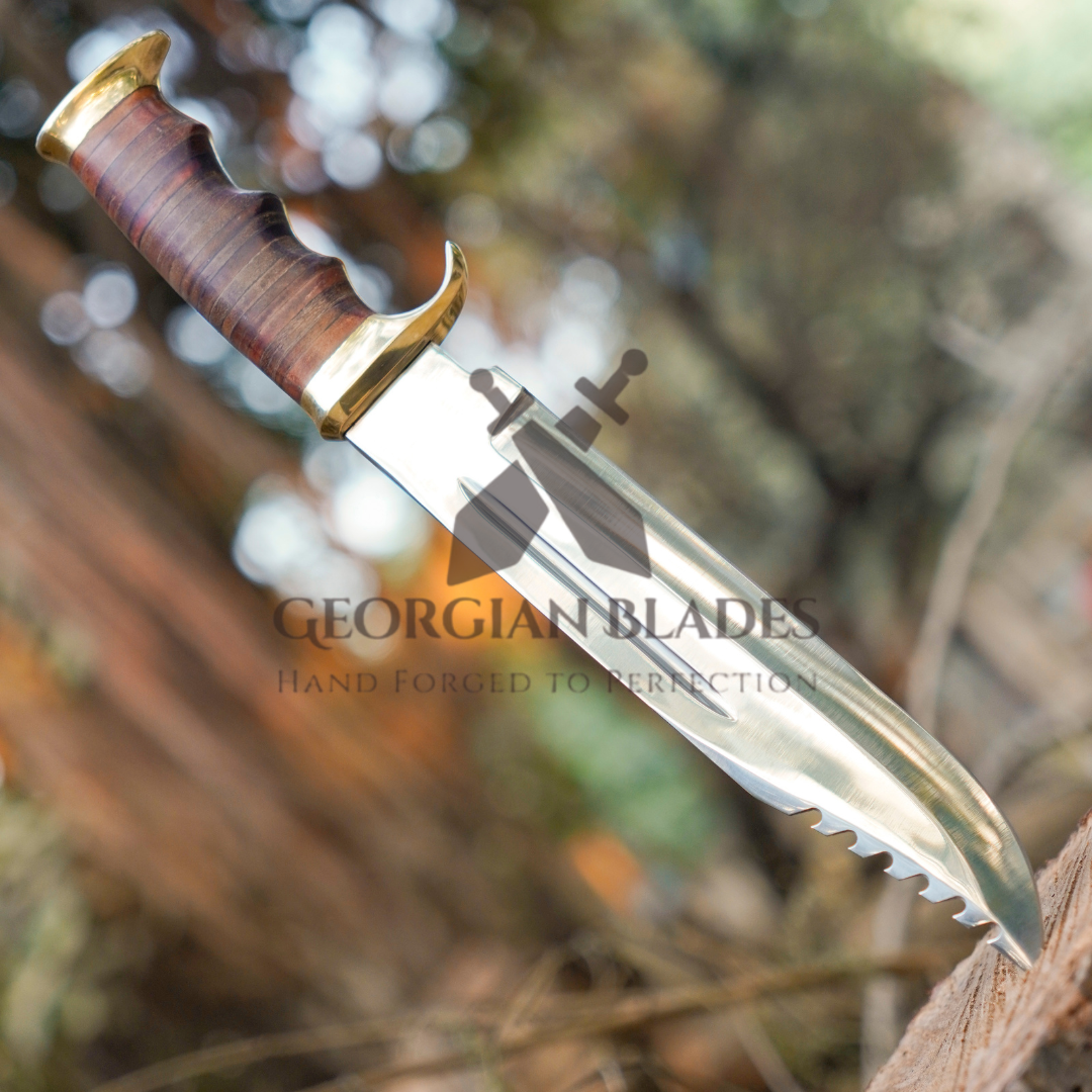 Wilderness Warden: Bowie Knife - Handmade J2 Bowie Knife Fix Blade - Composite Wood Handle