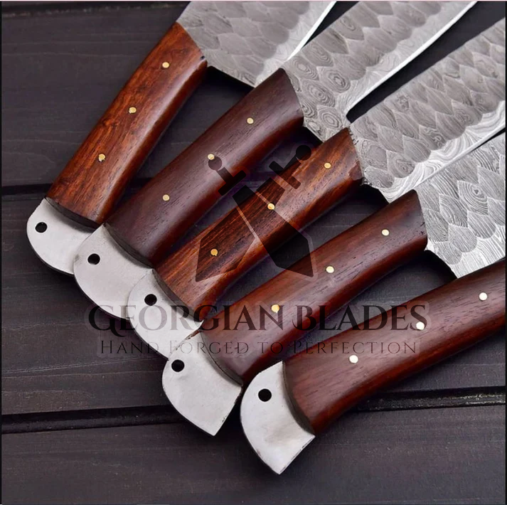 Legacy Blades - 5 Piece Chef Set Hand Forged with Leather Roll