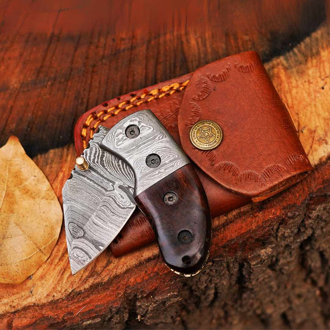 Pocket Titans Trio – Bundle of 3 Handmade Mini Knives with Leather Sheaths