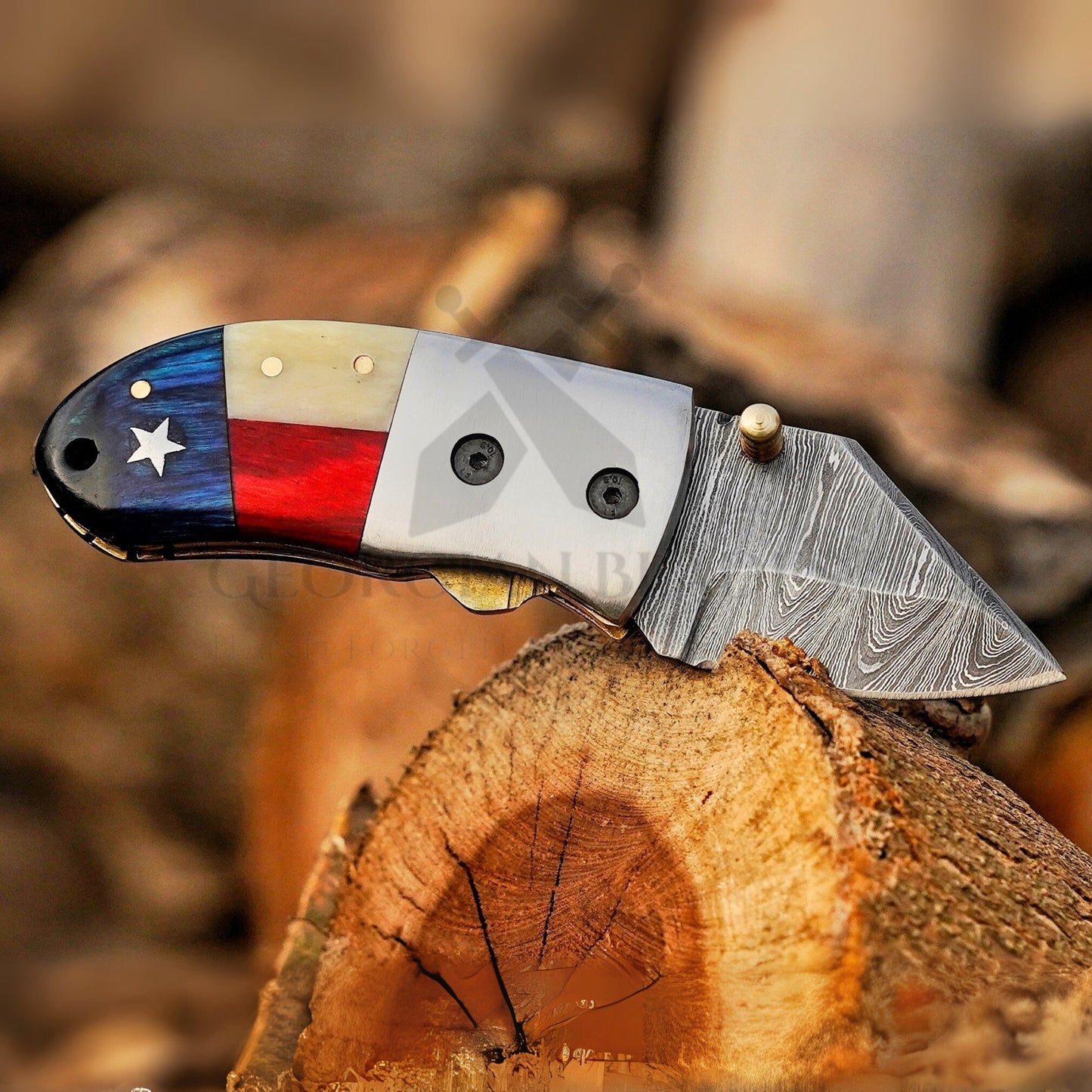 Paul Revere Knife - Hand Forged 5" EDC Mini Pocket Folding Knife with Leather Sheath