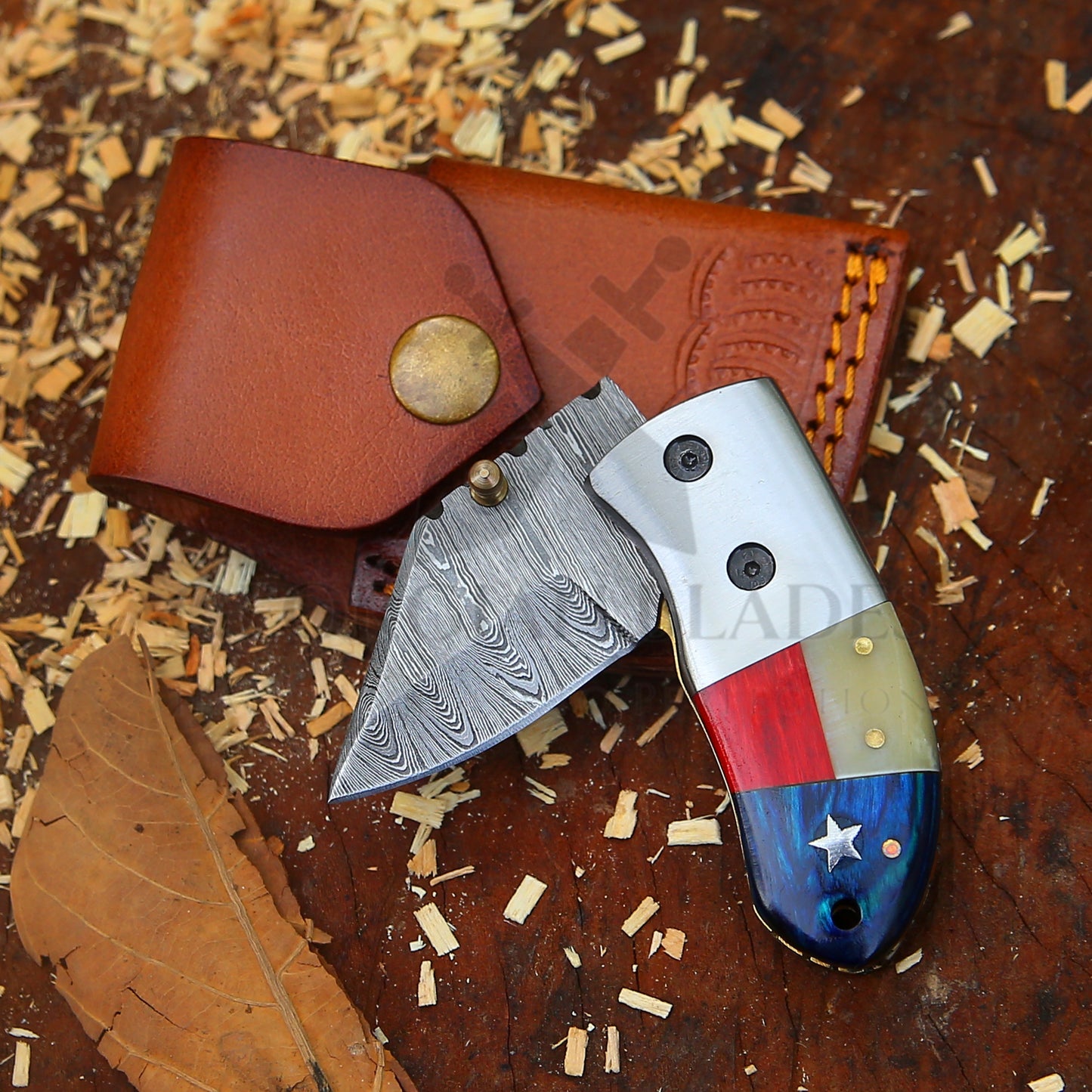 Paul Revere Knife - Hand Forged 5" EDC Mini Pocket Folding Knife with Leather Sheath
