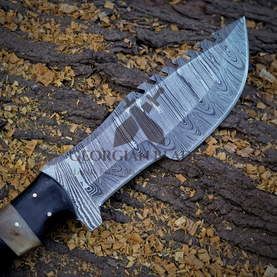 Trekker's Edge: HAND FORGED DAMASCUS Steel Hunting BUSHCRAFT SURVIVAL TRACKER KNIFE