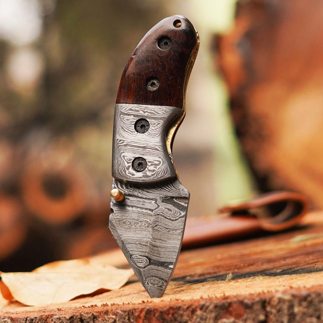 Pocket Titans Trio – Bundle of 3 Handmade Mini Knives with Leather Sheaths