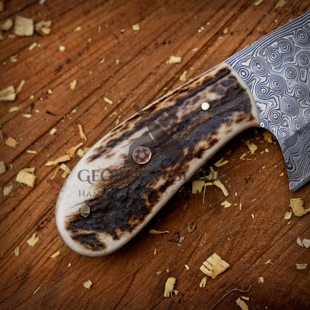 The "Patton Hunter" - Hand-Forged Damascus Steel Blade Skinning Knife – Perfect for Outdoor Enthusiasts