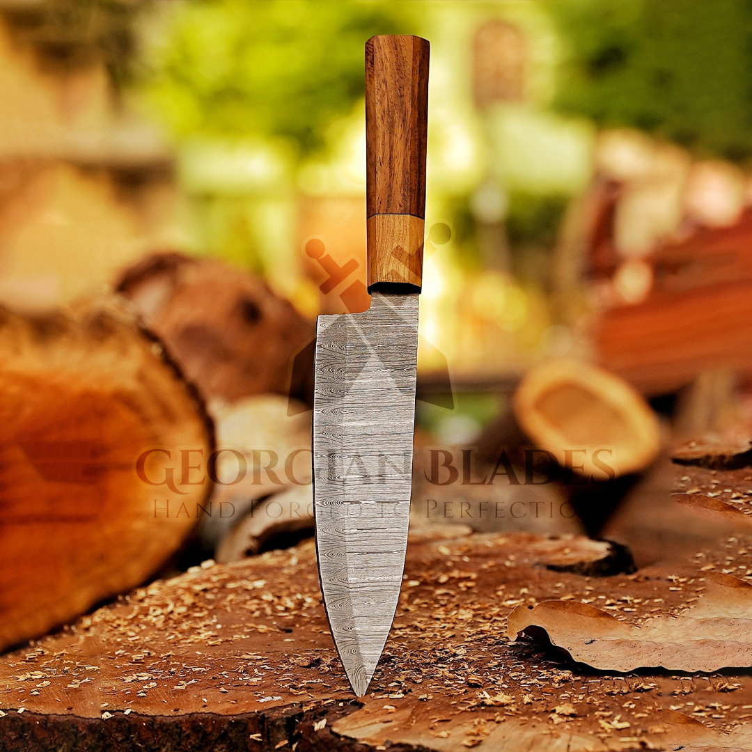 Celestial Dust: 12" Handmade Damascus Damascus Steel Chef Knife Olive Wood Handle, Cooking Knife