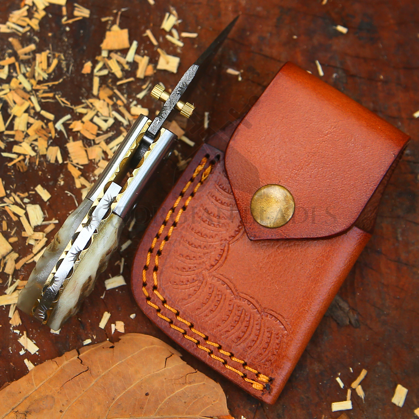 Lil' Capra Cutter - Hand Forged 5.5" EDC Pocket Folding Knife with Leather Sheath
