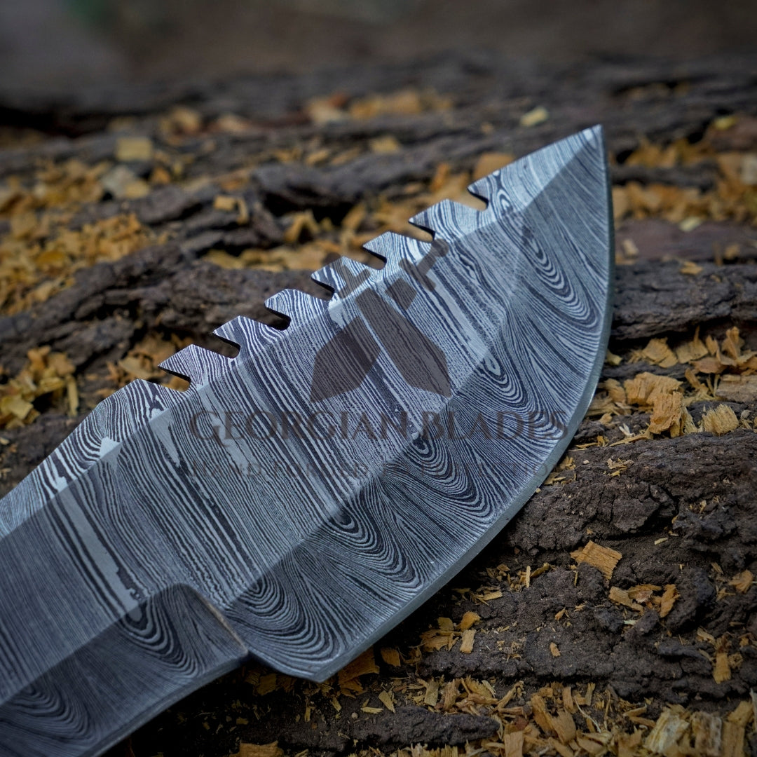 Trekker's Edge: HAND FORGED DAMASCUS Steel Hunting BUSHCRAFT SURVIVAL TRACKER KNIFE