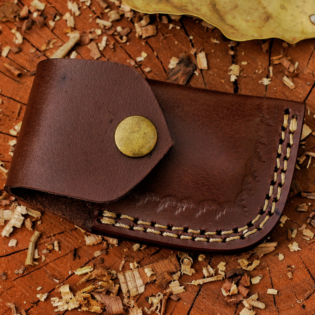 The "Davy Crockett" Mini EDC 5.5" Folding Knife with Leather Sheath