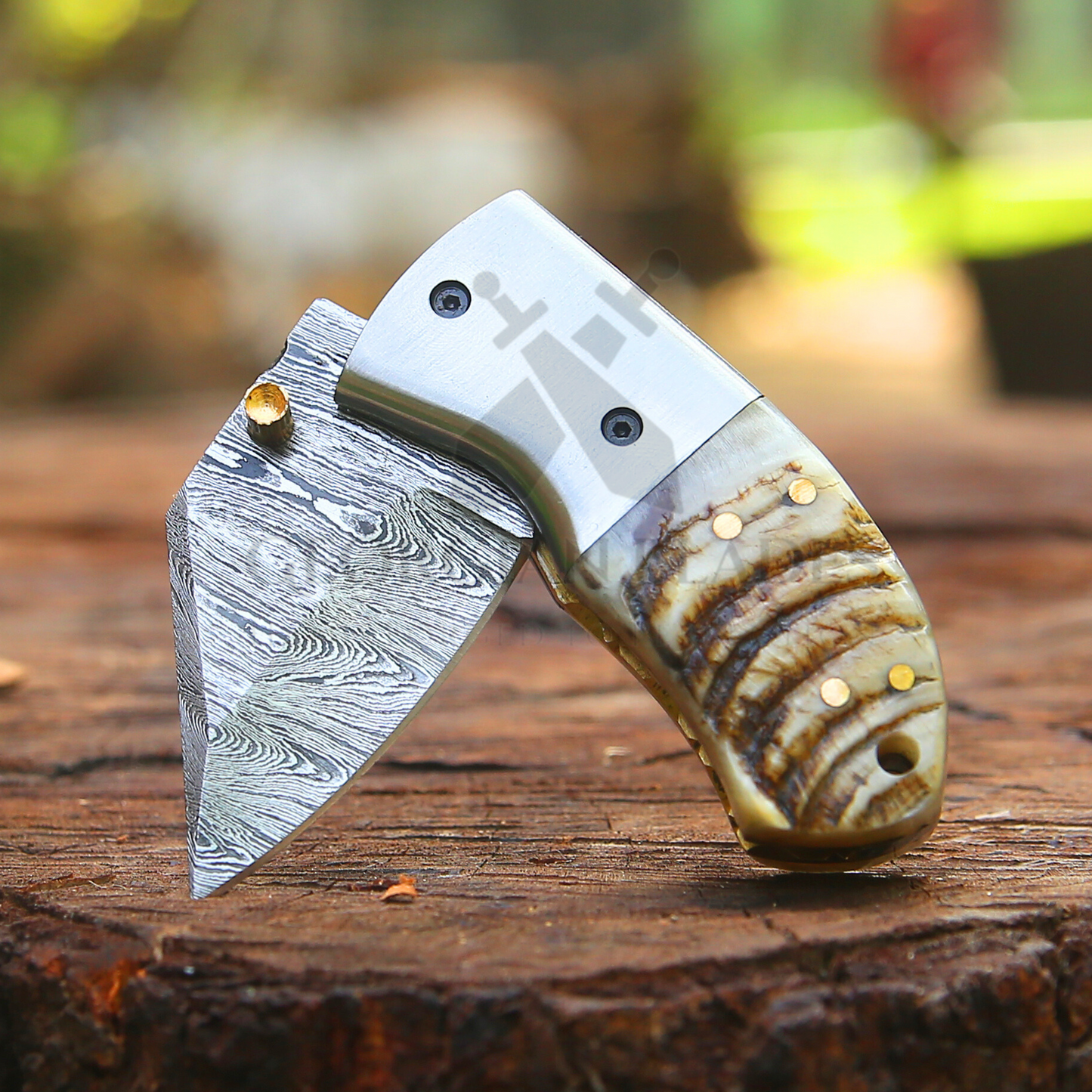 Lil' Capra Cutter - Hand Forged 5.5" EDC Pocket Folding Knife with Leather Sheath
