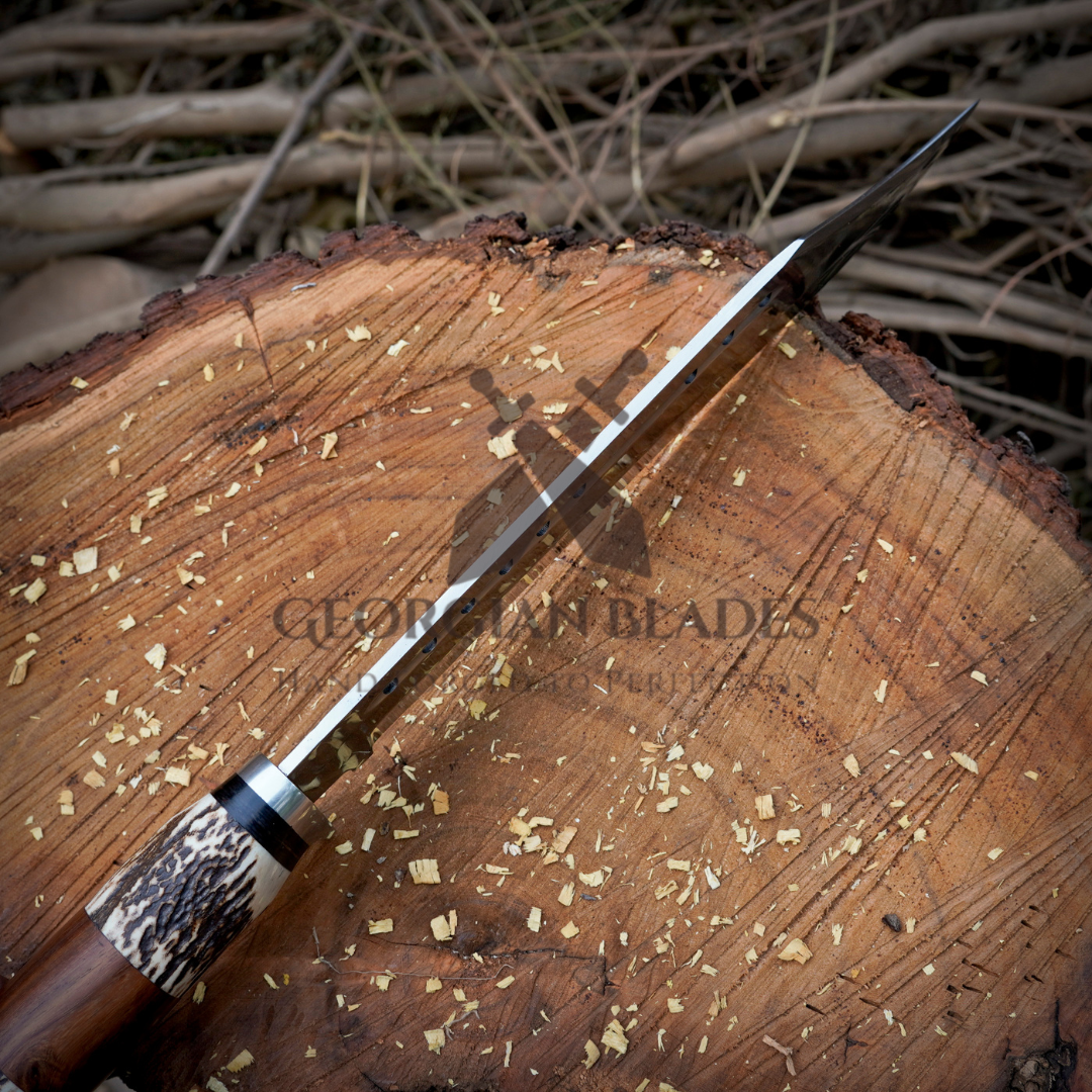 Wild West Warrior: Bowie Knife - Handmade D2 Bowie Knife Steel Hunting Fix Blade - Stag Antler & Wood Handle