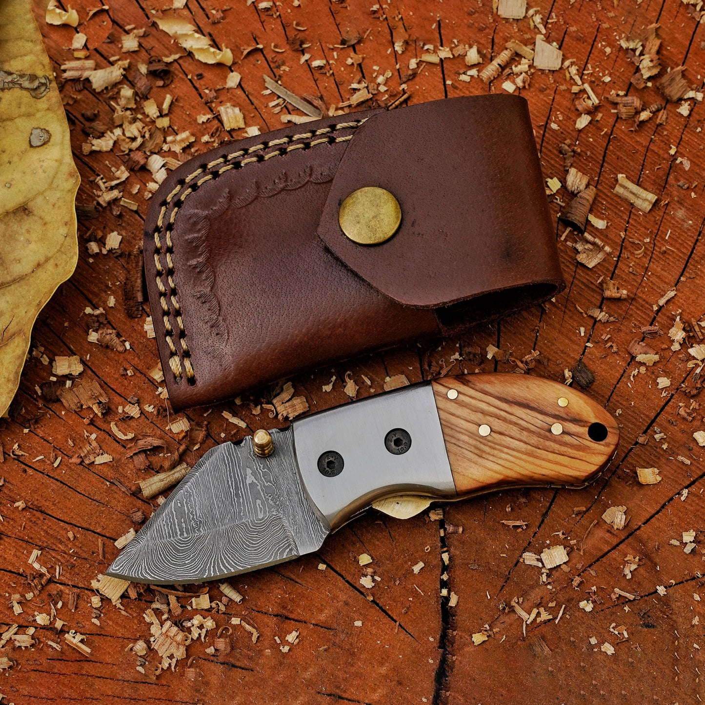 Pocket Titans Trio – Bundle of 3 Handmade Mini Knives with Leather Sheaths