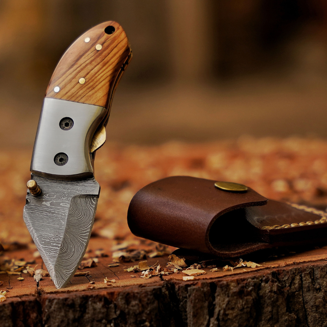 Pocket Titans Trio – Bundle of 3 Handmade Mini Knives with Leather Sheaths