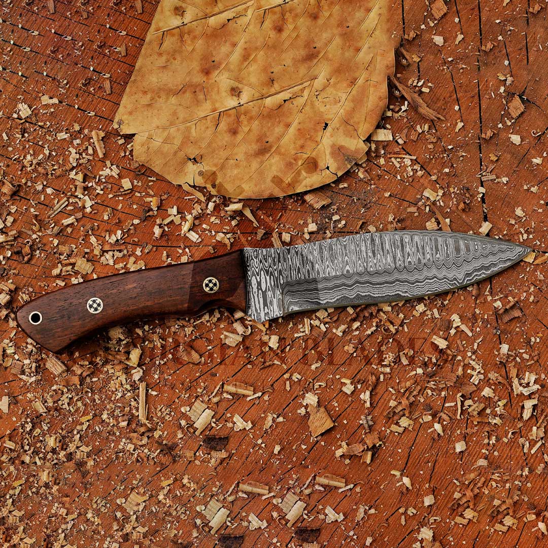 Razorwind - 11" Full Tang Hand Forged Damascus Hunting Knives with Walnut Wood Handle