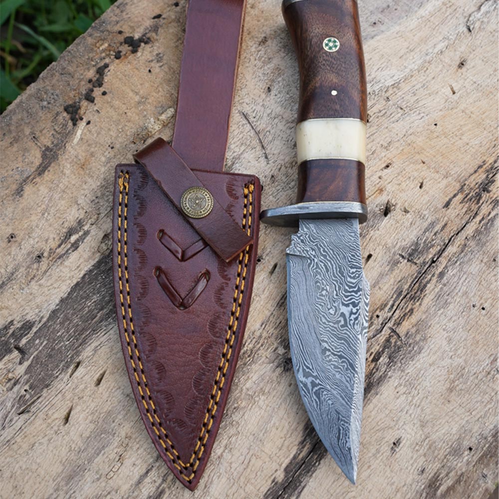 Handmade Drop Point Hunting Knife with Rosewood Handle