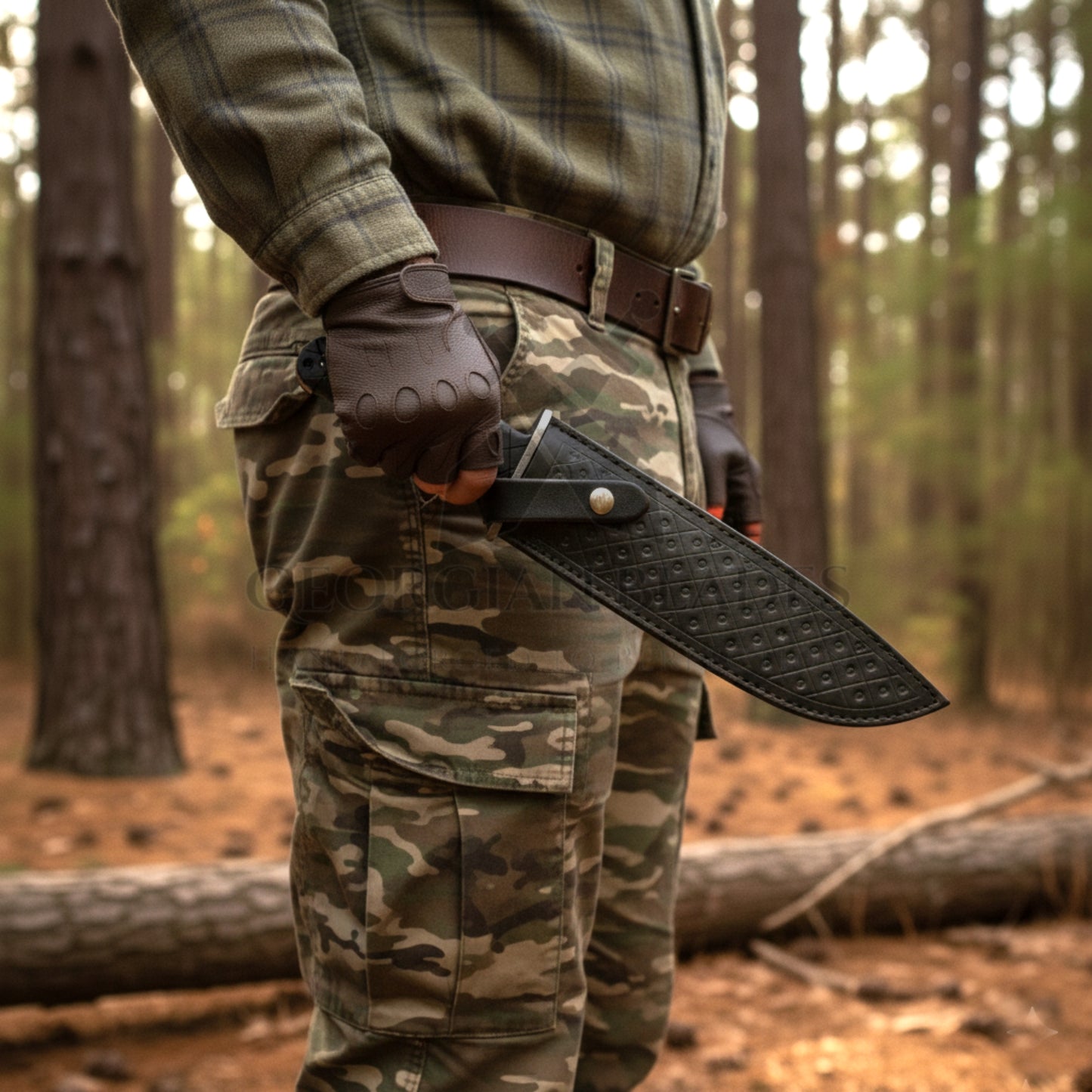 Colter Bowie – 16" Full-Tang D2 Steel Bowie Knife with Micarta Handle & Satin Finish