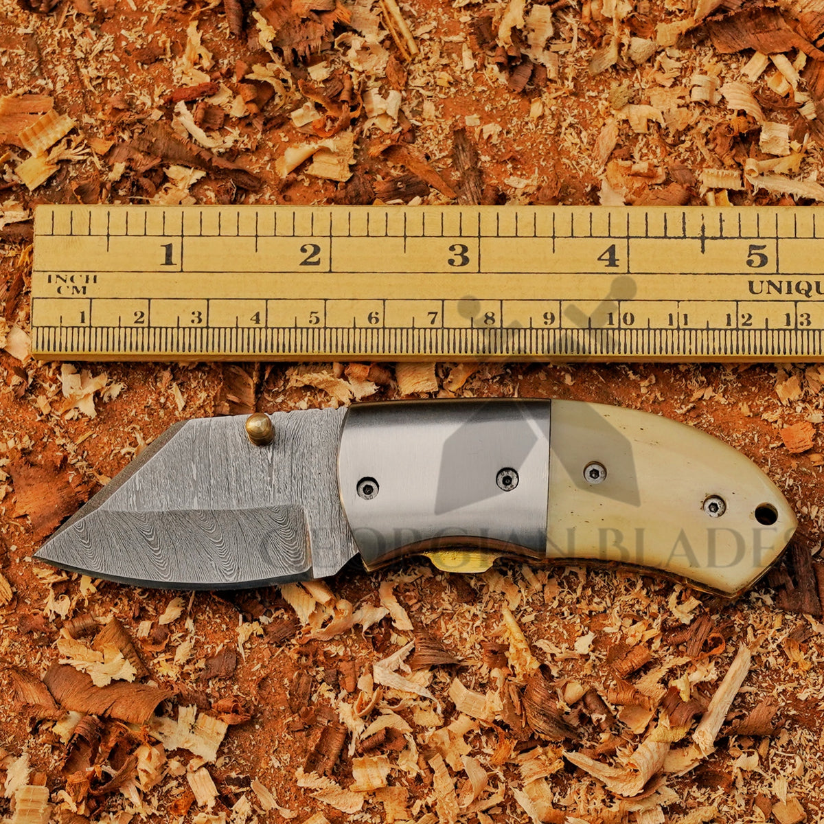 Little Warden – 5 inch Twist Damascus Mini Pocket Knife with Bone Handle