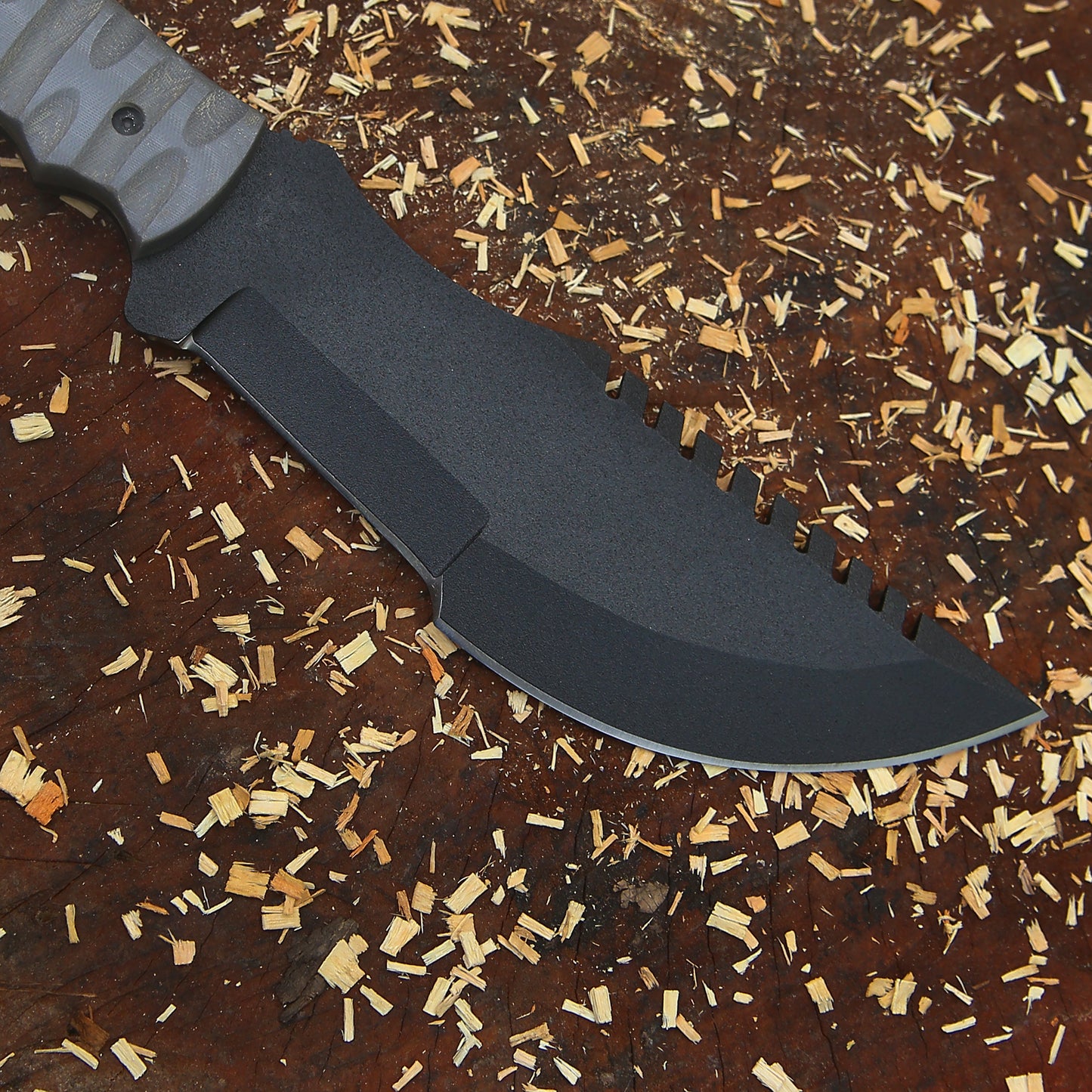 Shadowback Tracker – 12 inch Full Tang Tactical Survival Knife with Micarta Handle and Leather Sheath