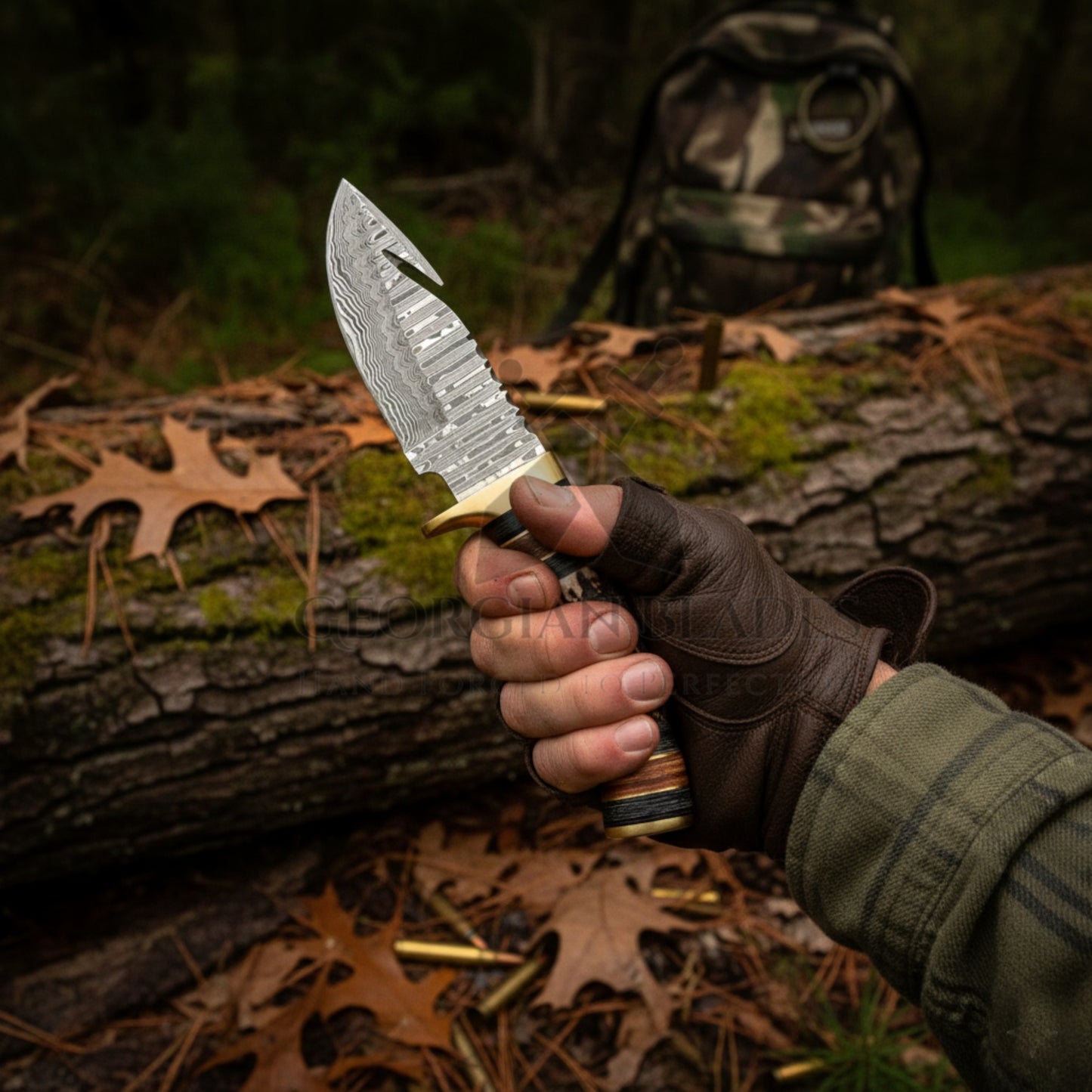 Wilderness Sentinel - 8.5 inch Hand Forged Damascus Hunting Knife