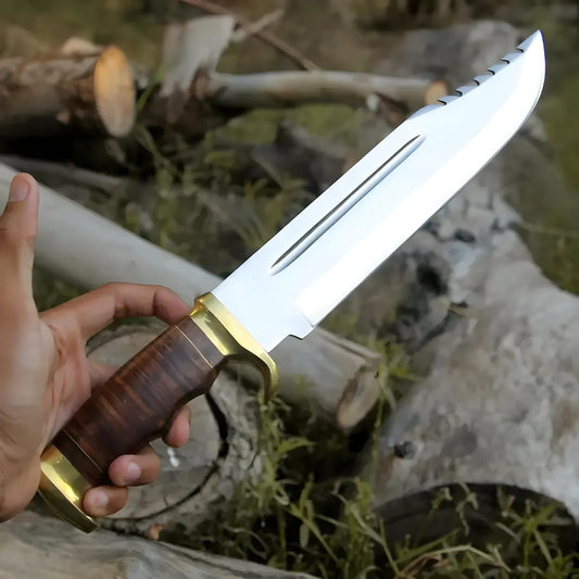 Wilderness Warden: Bowie Knife - Handmade D2 Bowie Knife Fix Blade - Composite Wood Handle