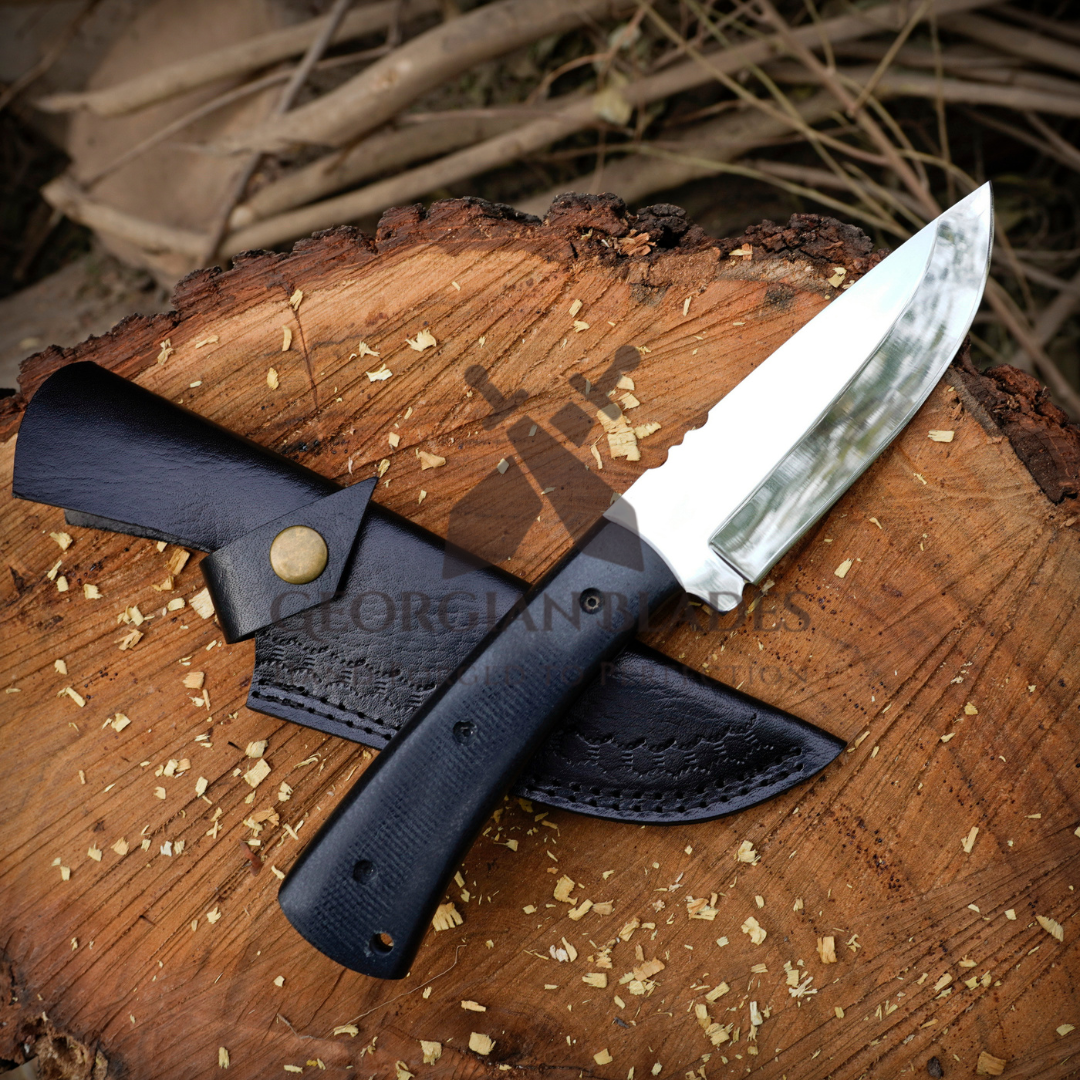 The "Daniel Boone" Hunting Knife 9.5 inches D2 Steel Micarta Handle with Leather Sheath