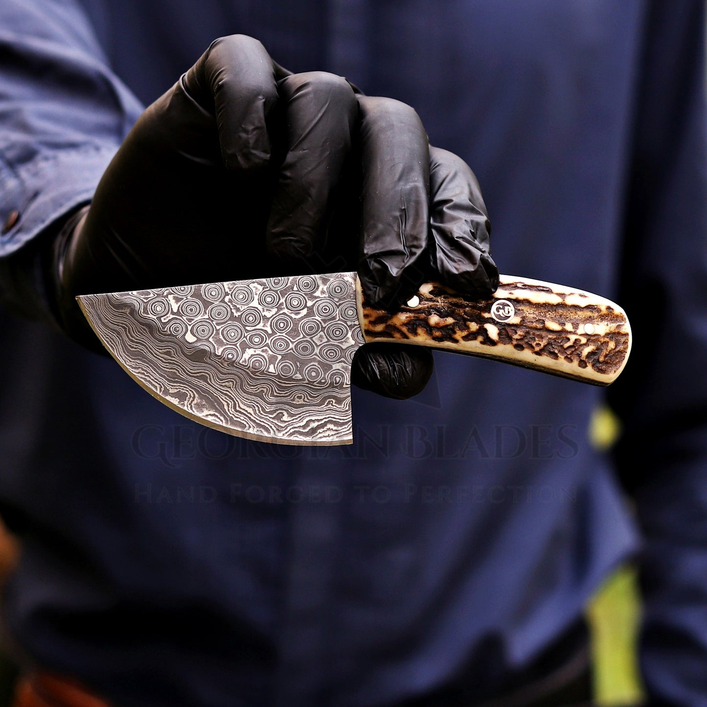 The "Patton Hunter" - Hand-Forged Damascus Steel Blade Skinning Knife – Perfect for Outdoor Enthusiasts