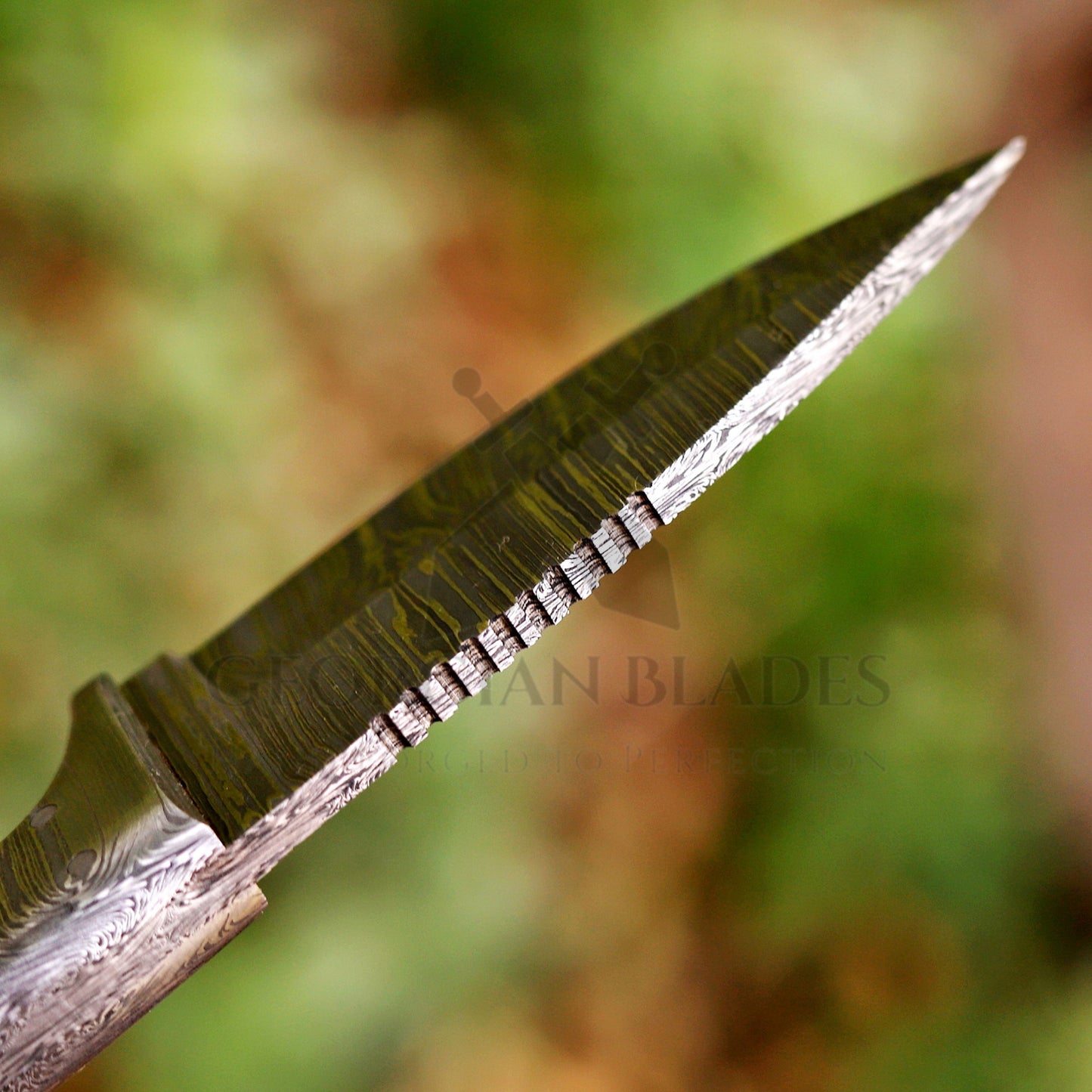 John Henry Slicer - 7.25” Hand Forged Damascus Steel Full Tang Skinner Knife - Camel Bone Handle