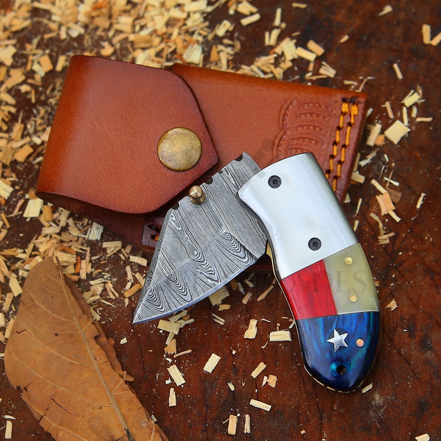 Paul Revere Knife - Hand Forged 5" EDC Mini Pocket Folding Knife with Leather Sheath