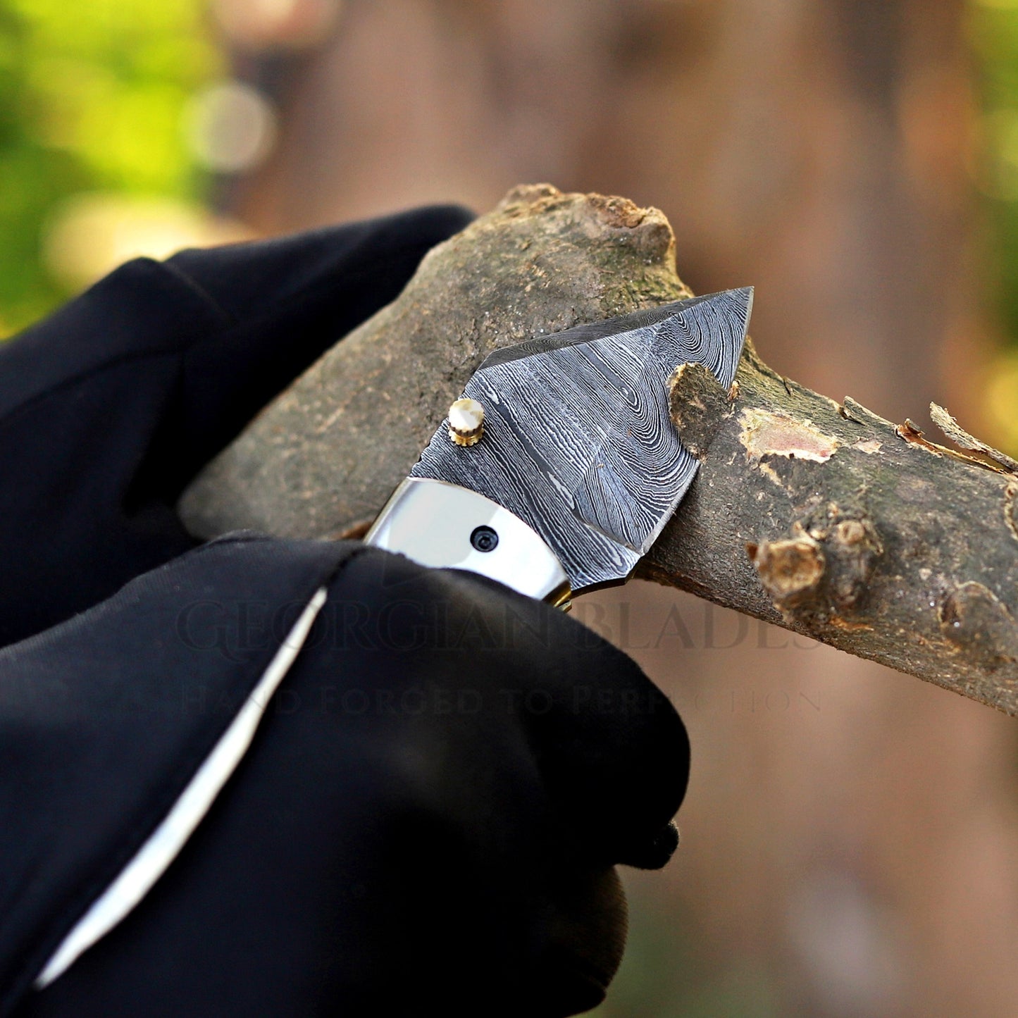 Tiny Torque - Hand Forged 5" EDC Mini Pocket Folding Knife with Leather Sheath