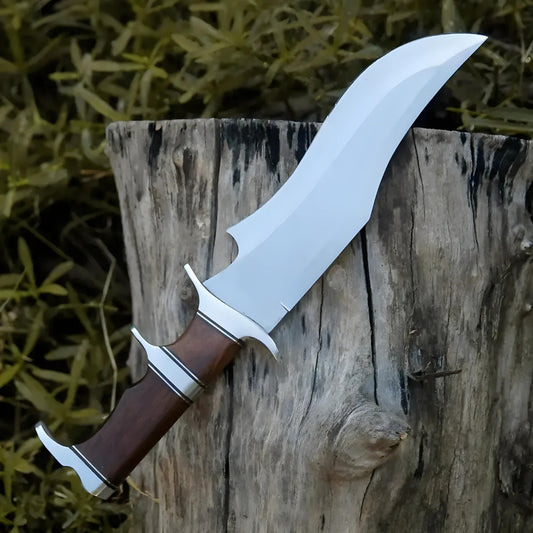 Timber Titan Bowie: Bowie Knife - Handmade Fix Blade Hunting Knife - Semi Stainless Steel - Rose Wood Handle