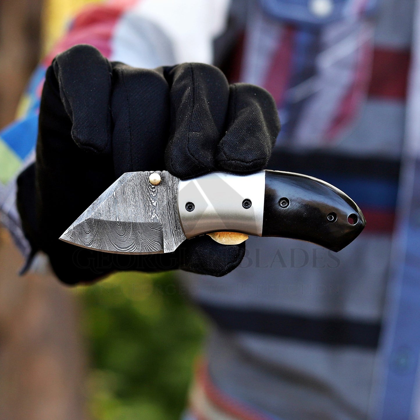 Tiny Torque - Hand Forged 5" EDC Mini Pocket Folding Knife with Leather Sheath