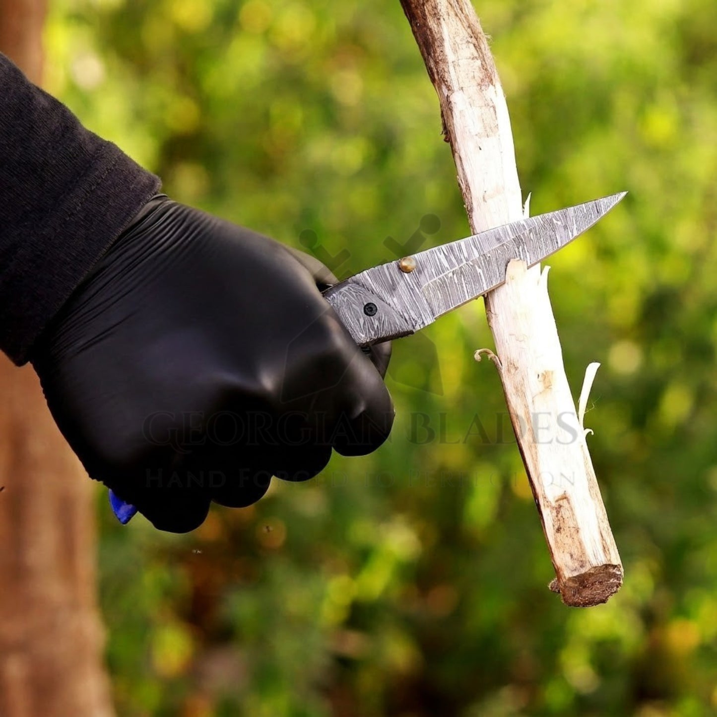 The Sullivan Folder 7.5-inch Hand Forged Damascus Steel Pocket Knife with Leather Sheath
