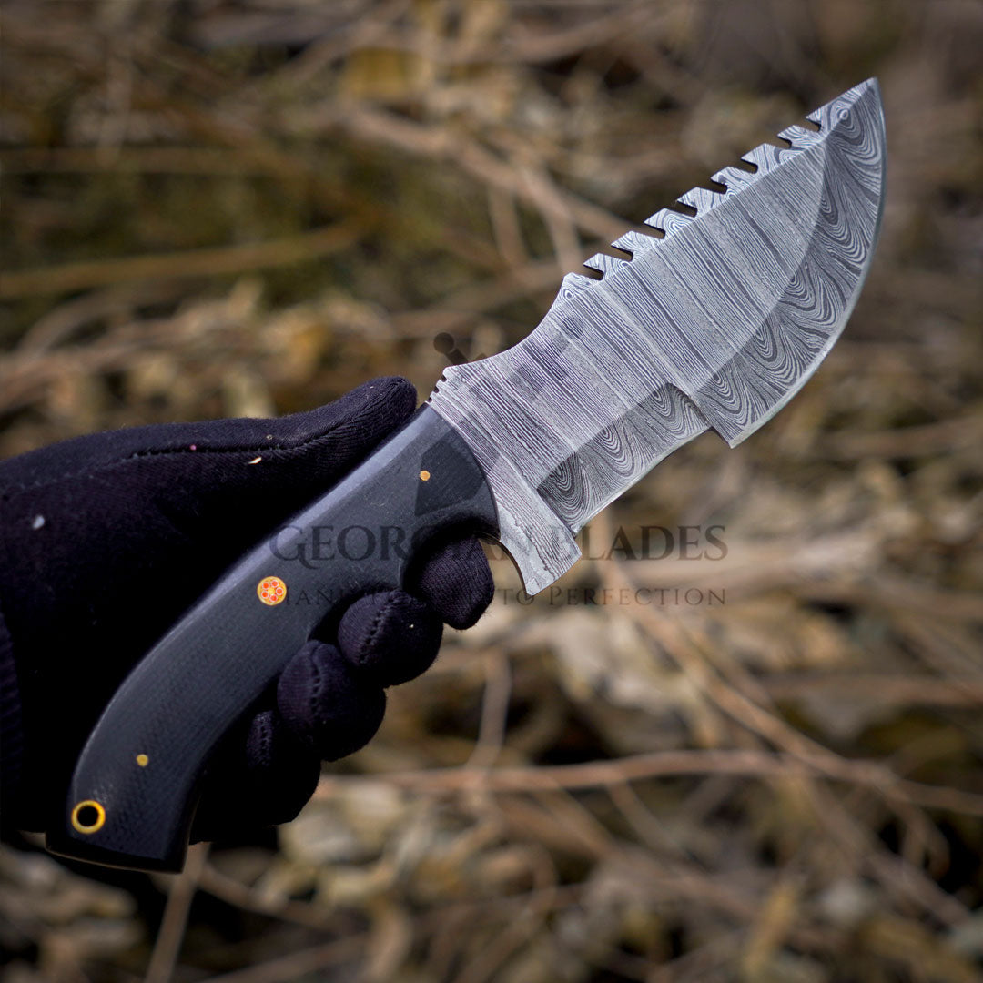 Pathfinder Pro: Handmade Forged Damascus Steel Tracker Hunting Bushcraft Knife Survival EDC 10” With Micarta Handle