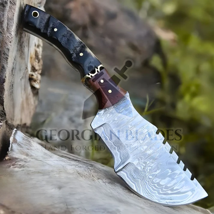 Expedition Emissary: Handmade Damascus Steel Hunting Tracker Knife With Ram Horn & Cocobolo Wood Handle